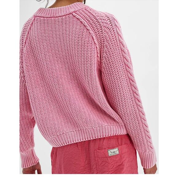 Free People Frankie Cable Sweater pink small - Picture 2 of 9